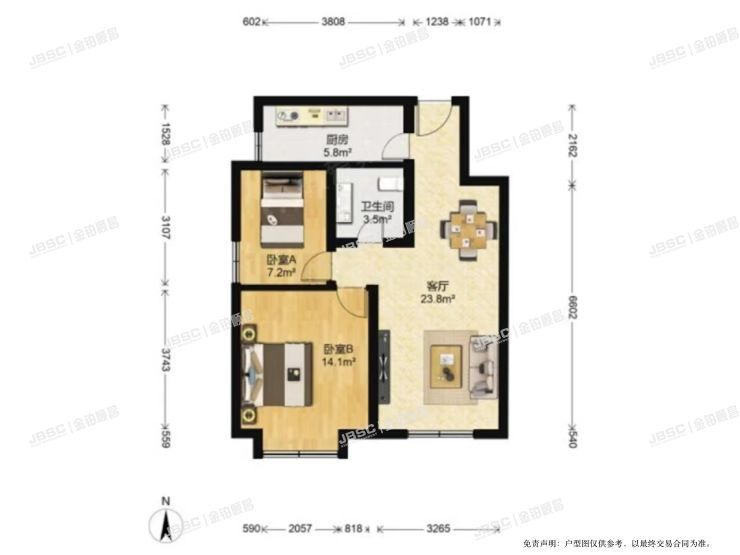 房山区 良乡南大街16号院7号楼3单元1003室（蓝光星华海悦城）