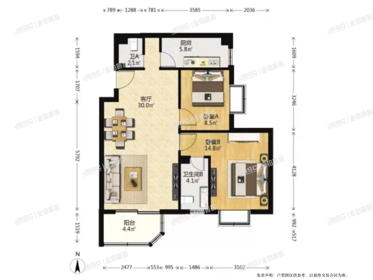 丰台区 小屯路2号院5号楼2单元1104室（博龙家园）