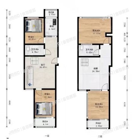 通州区 翠景南里西区7号楼11至12层6113室（龙鼎园）复式