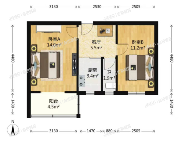 丰台区 建国街一里11号楼2层1-5室