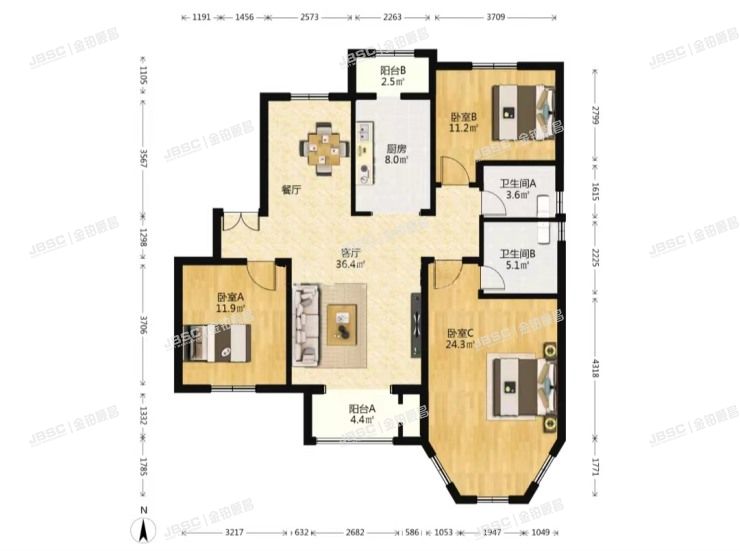 房山区 汇丰街1号院3号楼2层一单元201室（世界名园D区）