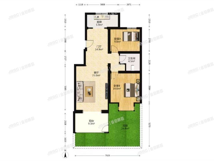 房山区 汇丰街4号院14号2单元201室（世界名园）