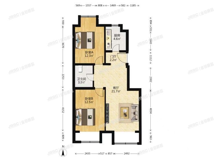 房山区 大窦路257号院9号楼7层2单元702室（万科幸福汇）