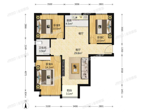 大兴区 旧桥路2号院2号楼2单元1701室（朗润园）