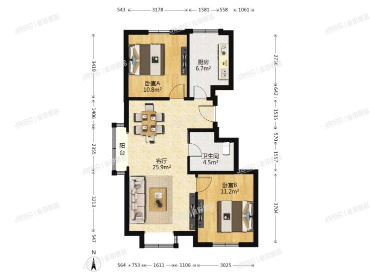 大兴区 旧桥路12号院27号楼1单元601室（旧宫新苑南区）