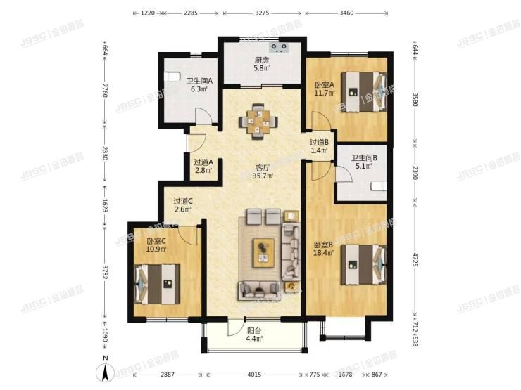 丰台区 樊羊路15号院7号楼6层2单元601号（万年花城五期）