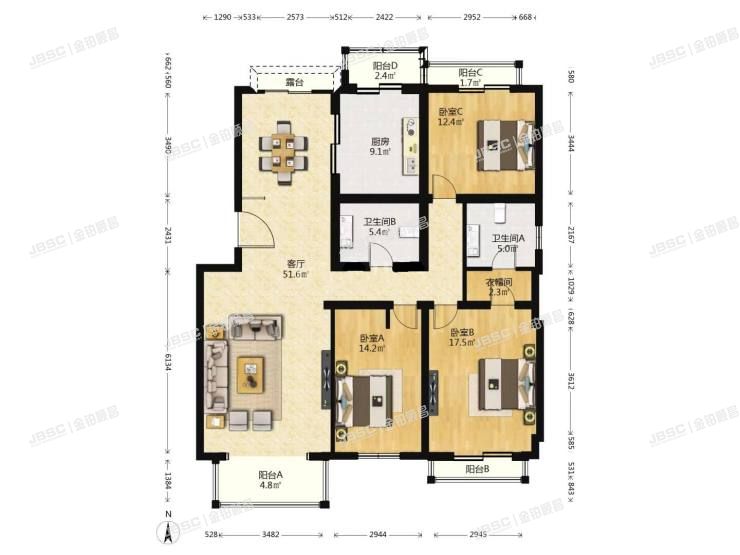 大兴区 天宝园三里606号楼4层2单元401室（金地格林小镇）