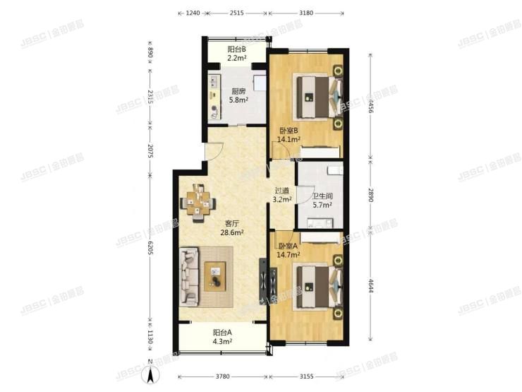 丰台区 程庄北里7号楼6层4单元602室（丰卉家园）