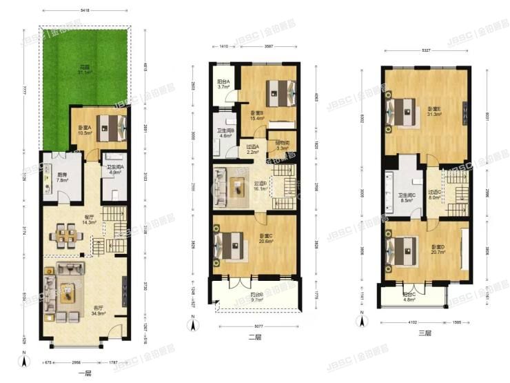 大兴区 天华园三里三区19号楼1至3层4门（一栋洋房）