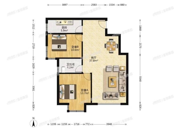 大兴区 兴华园38号楼12层4单元1202室（彩虹新城）