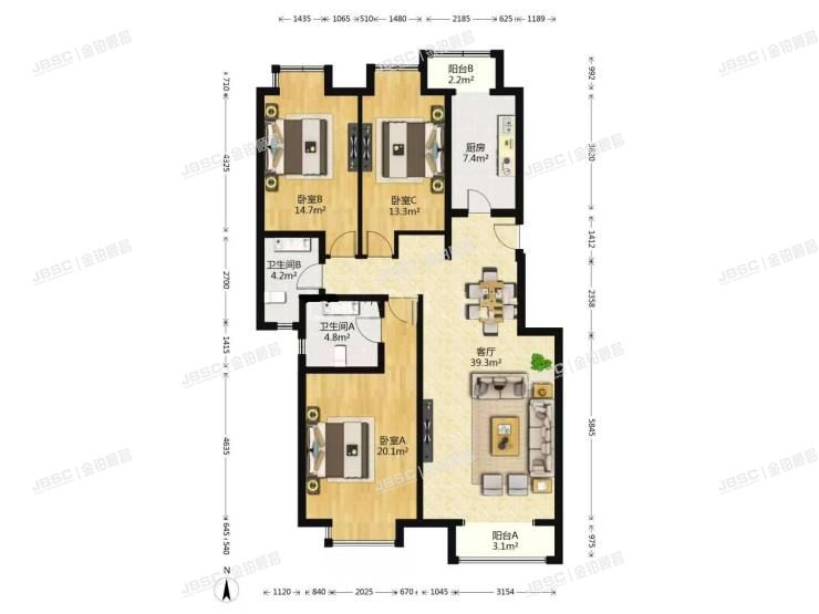 丰台区 长云路2号院19号楼9层6单元1001室（珠江御景）