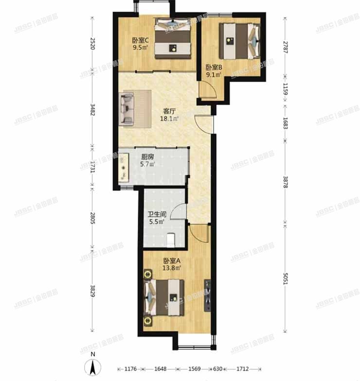 石景山区 玉泉西里一区27号楼10层2单元1101室(远洋沁山水上品)