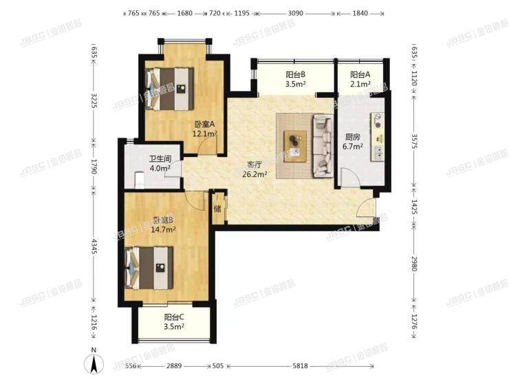 丰台区 丰桥路六号院2号楼19层1单元1901室（三环新城6号院）