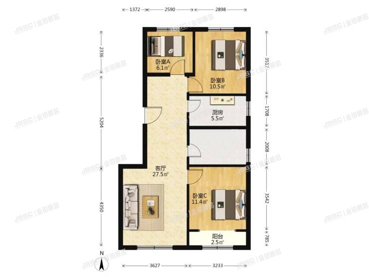 房山区 福宁街4号院4号楼5层2单元502室（中国铁建原香嘉苑）