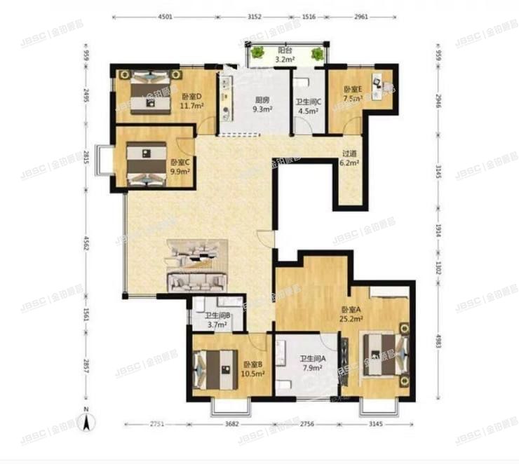 房山区 瑞雪春堂二里13号楼5层2单元602室