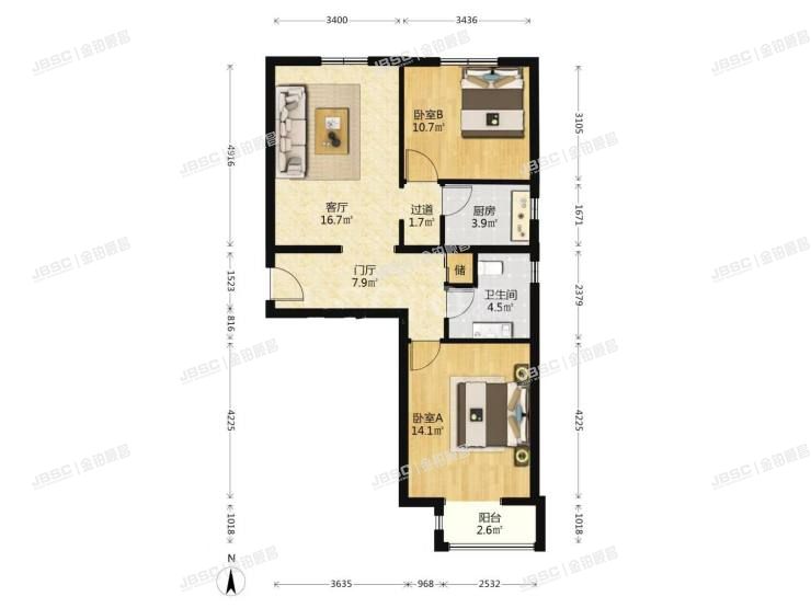 丰台区 郭公庄中街18号院1号楼6层4单元603室（京投银泰万科西华府）