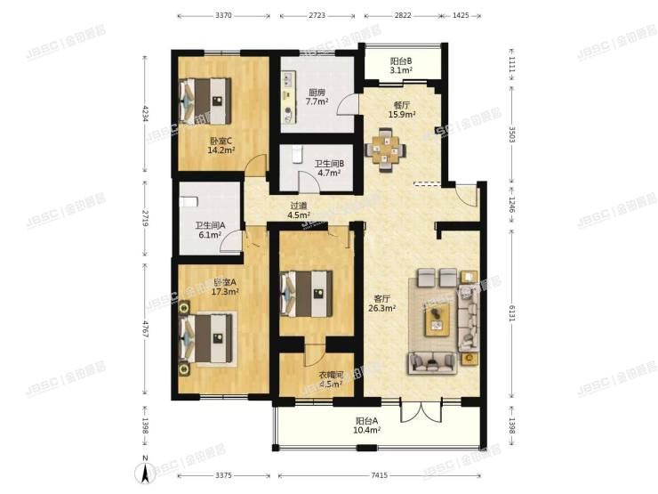 大兴区 九龙家园1号楼3单元401室