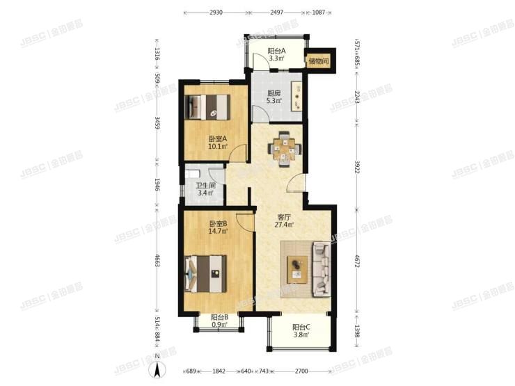 大兴区 庑殿路15号17号楼3层4单元301室（大城小镇）