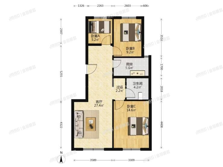 房山区 溪雅苑二区6号6层1单元602室