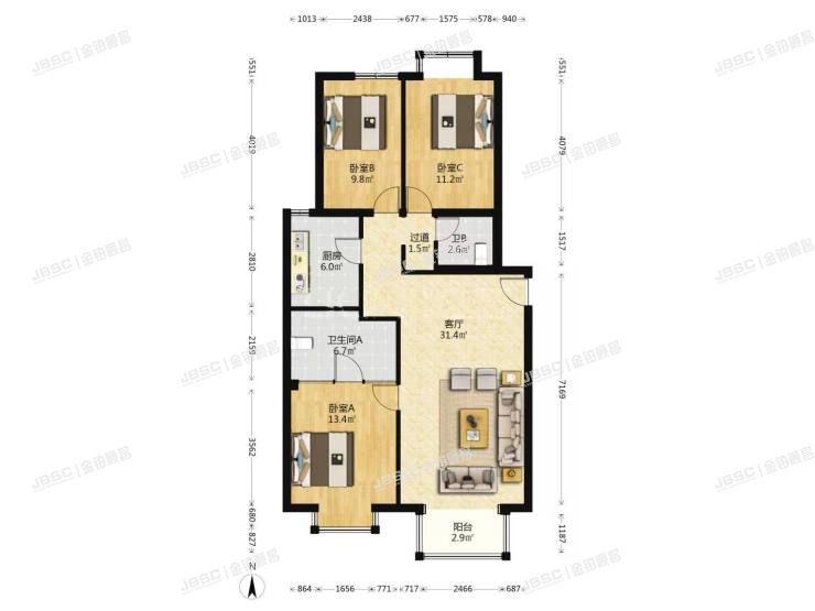 丰台区 光彩路65号院3号楼19层3单元1902室（彩虹城四区）