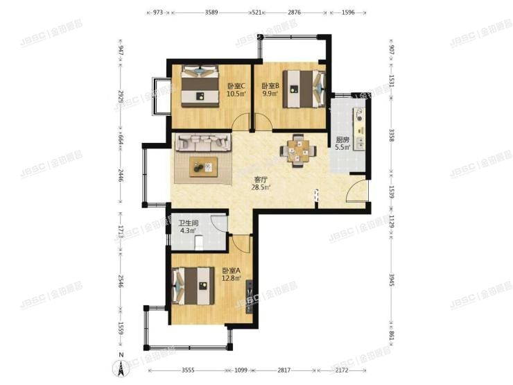 大兴区 华佗路1号院15号楼17层2单元1704室（金融街融汇）