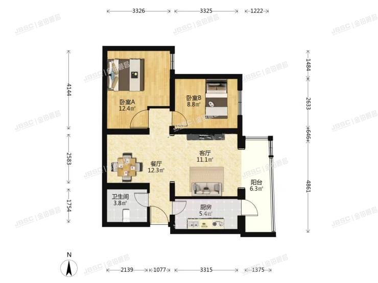 房山区 汇丰街4号院12号5层1单元504室（世界名园南区）