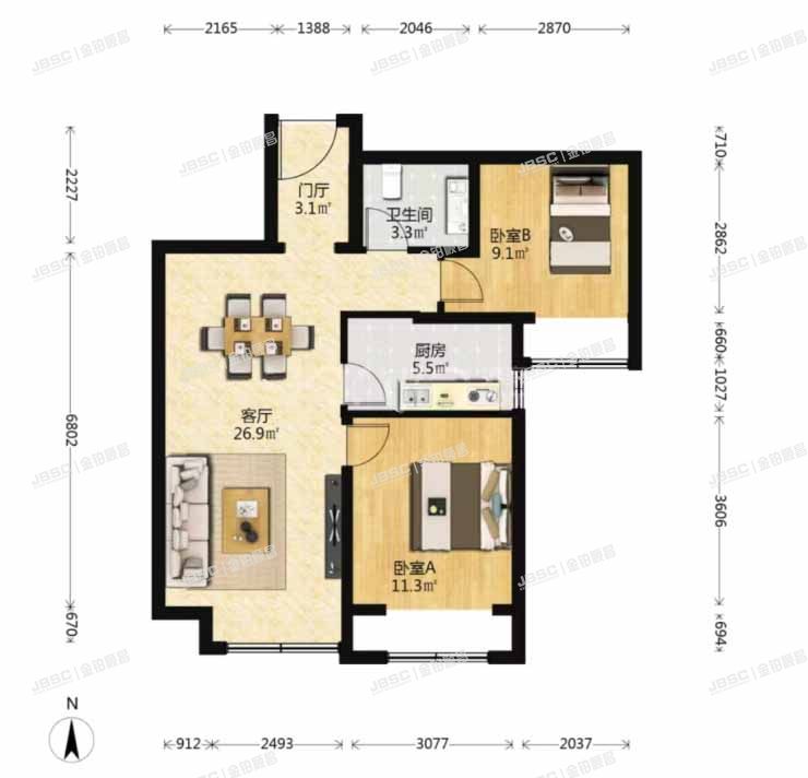 朝阳区 鸿博家园四区2号楼2单元2202室（江南府）