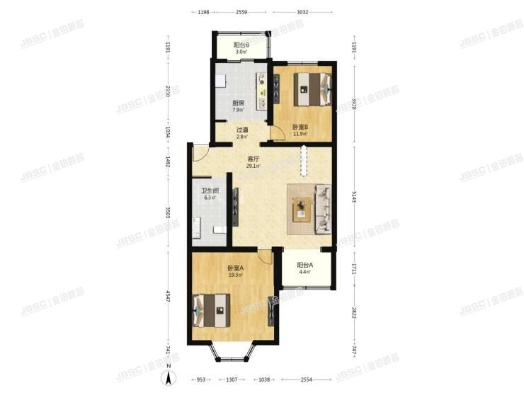 门头沟区 蓝龙家园2号楼2层3单元202室（阁外山水）