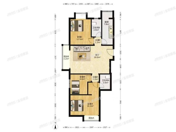 丰台区 丽泽路1号院1号楼15层2单元1703室（金泰城丽湾）