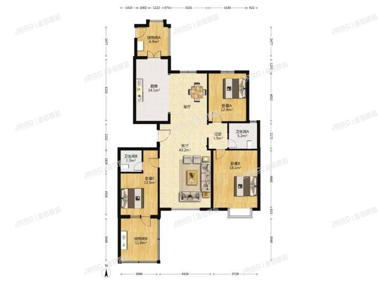 房山区 长虹东路6号院10号楼2层3单元201室（五矿名品）