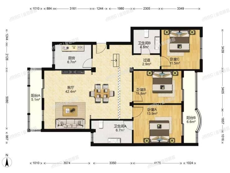 大兴区 天华园一里二区8号楼6层2单元601室（听涛雅苑）