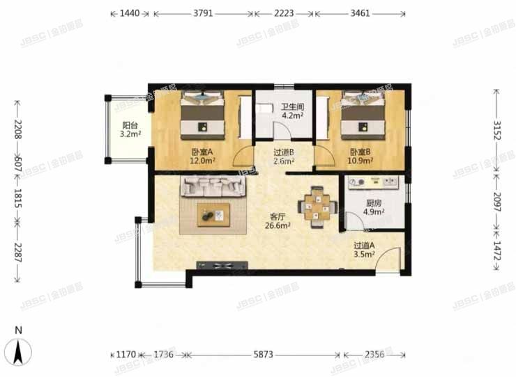 通州区 京洲园415号楼7层2单元703室（京洲世家）