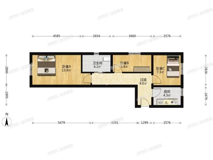 丰台区 樊羊路68号院15号楼2层1单元201室（首开花香西苑）