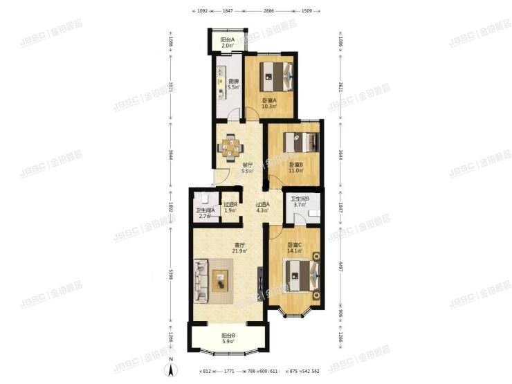 房山区 金鑫苑小区9号1层3单元101室