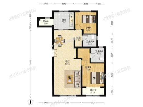 房山区 揽秀南街15号院2号楼1层二单元101(水岸壹号）